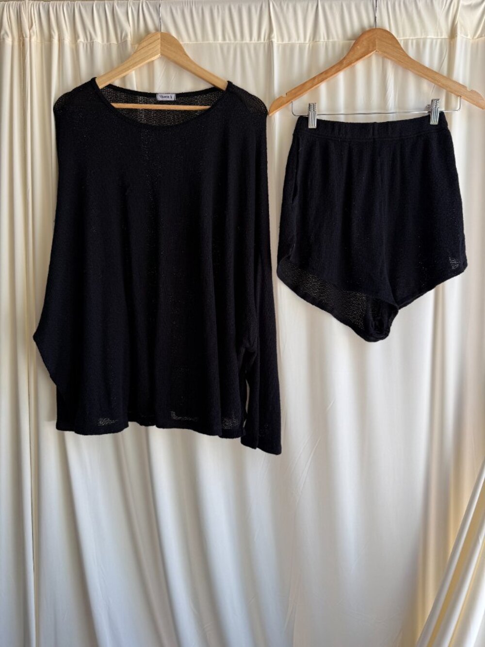 Vitamin A Black Knit Lounge Set Sweater Top & Shorts Coverup Set s/m